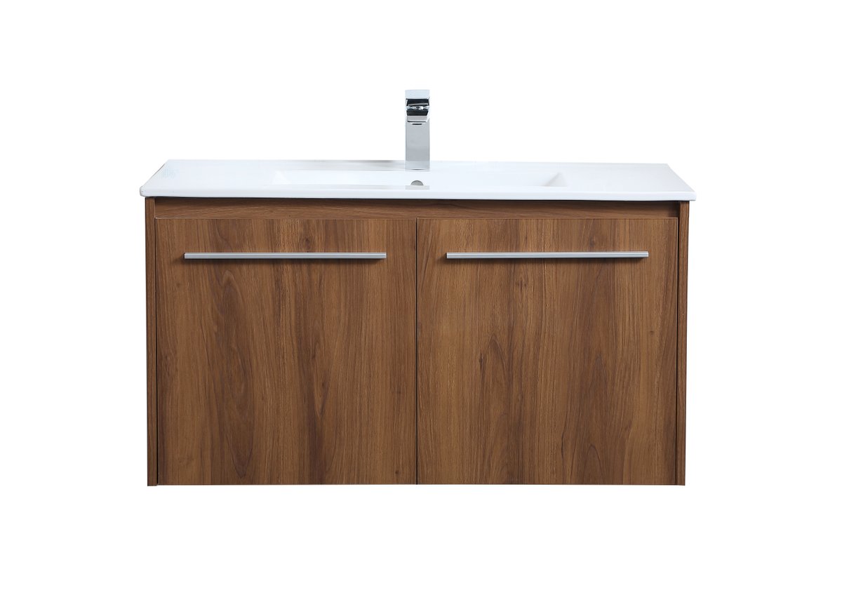 VF44036WB 36" Single Bathroom Floating Vanity in Walnut Brown