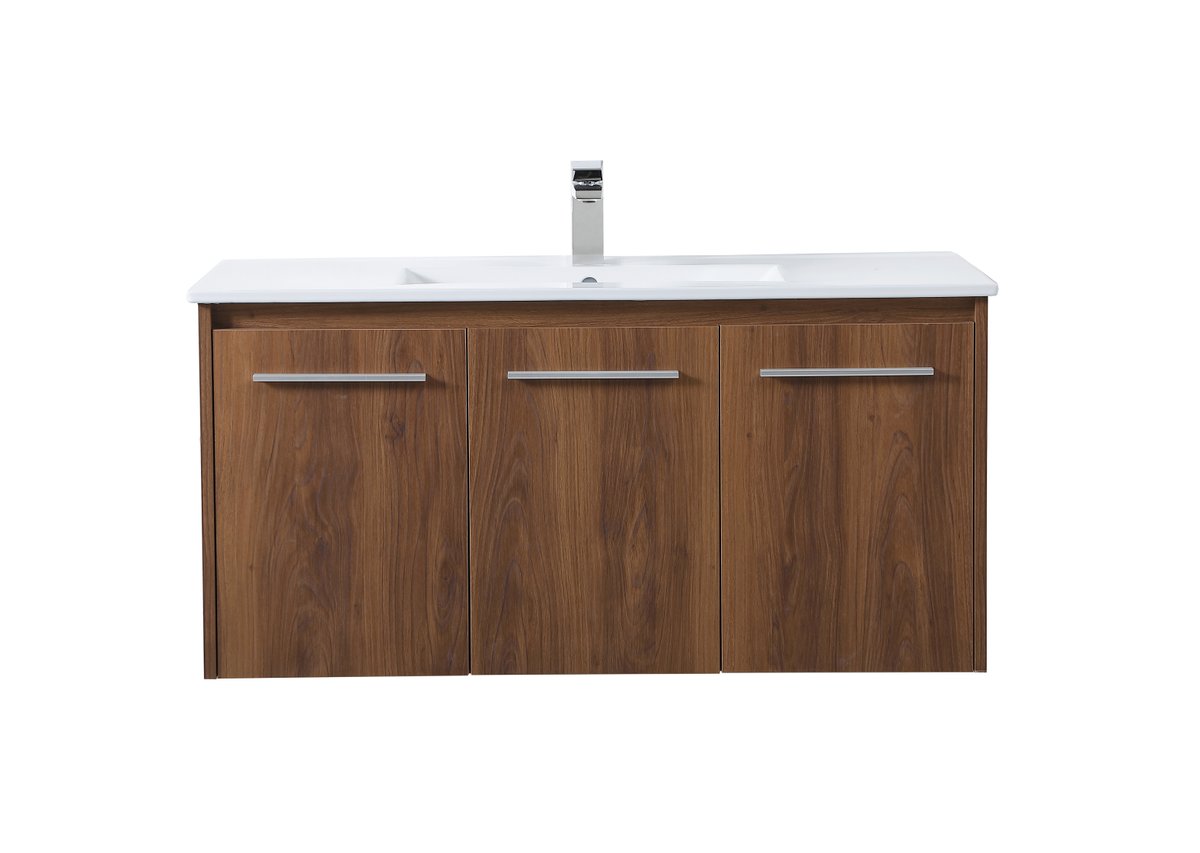 VF44040WB 40" Single Bathroom Floating Vanity in Walnut Brown