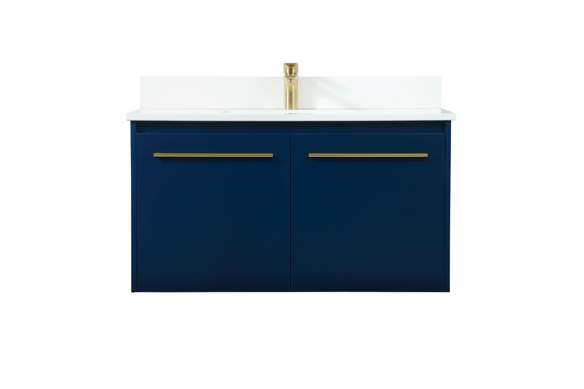 VF44536MBL-BS 36" Single Bathroom Vanity in Blue With Backsplash