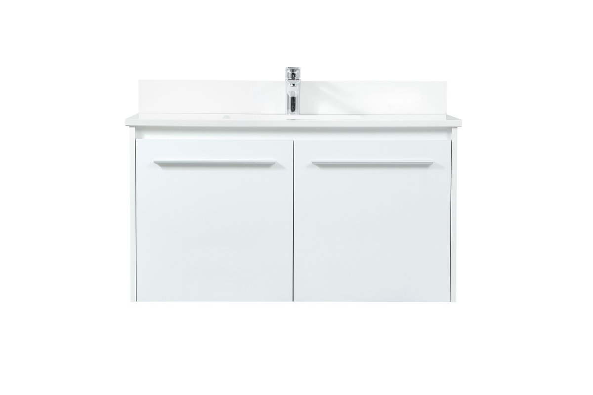 VF44536MWH-BS 36" Single Bathroom Vanity in White With Backsplash