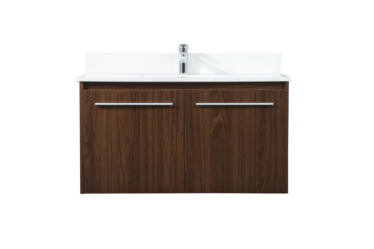 VF44536MWT-BS 36" Single Bathroom Vanity in Walnut With Backsplash
