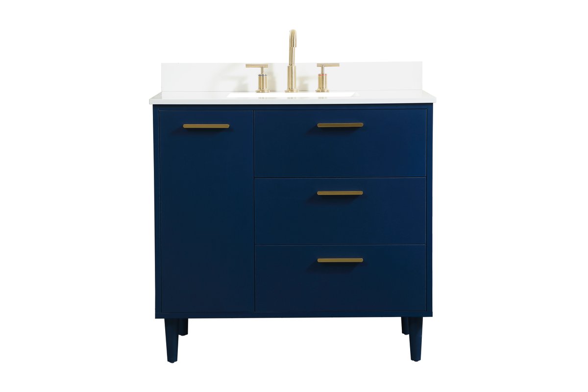 VF47036MBL-BS 36" Bathroom Vanity in Blue With Backsplash