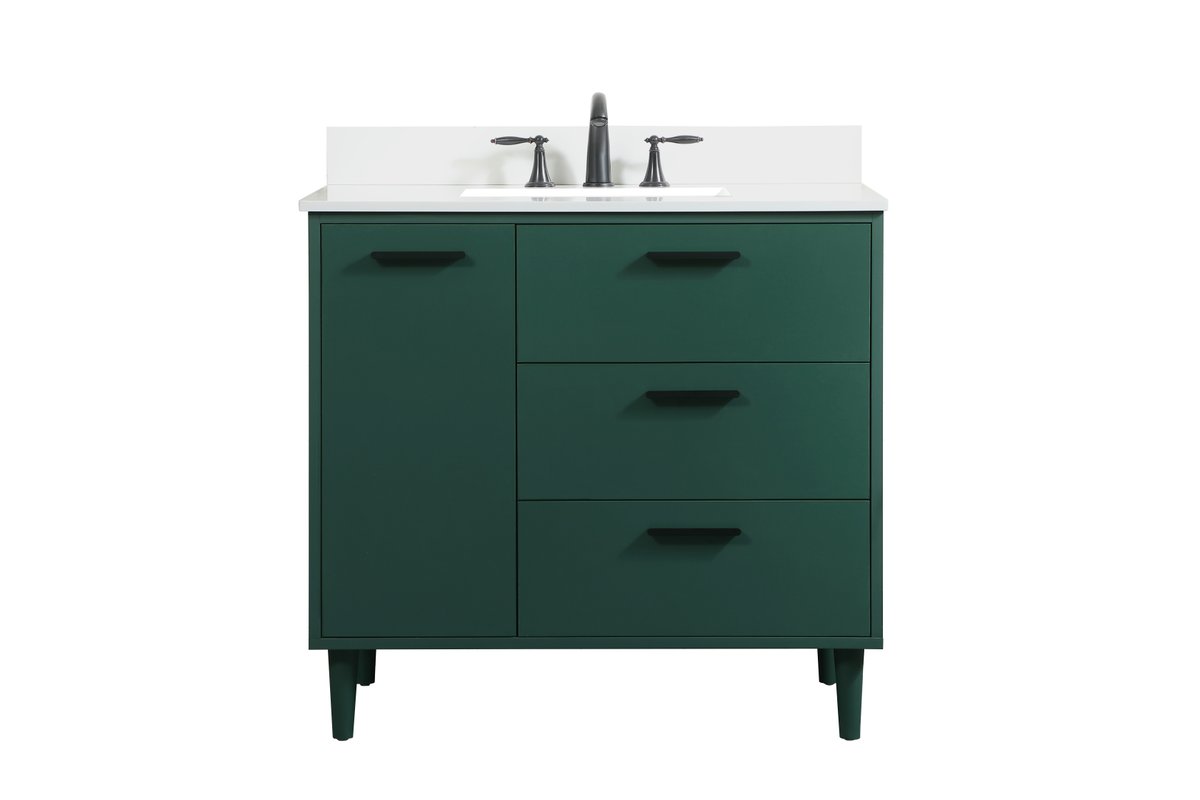 VF47036MGN-BS 36" Bathroom Vanity in Green With Backsplash
