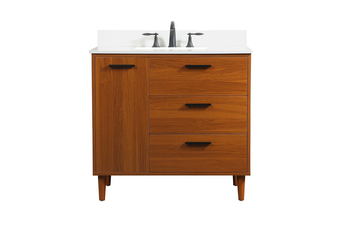 VF47036MTK-BS 36" Bathroom Vanity in Teak With Backsplash
