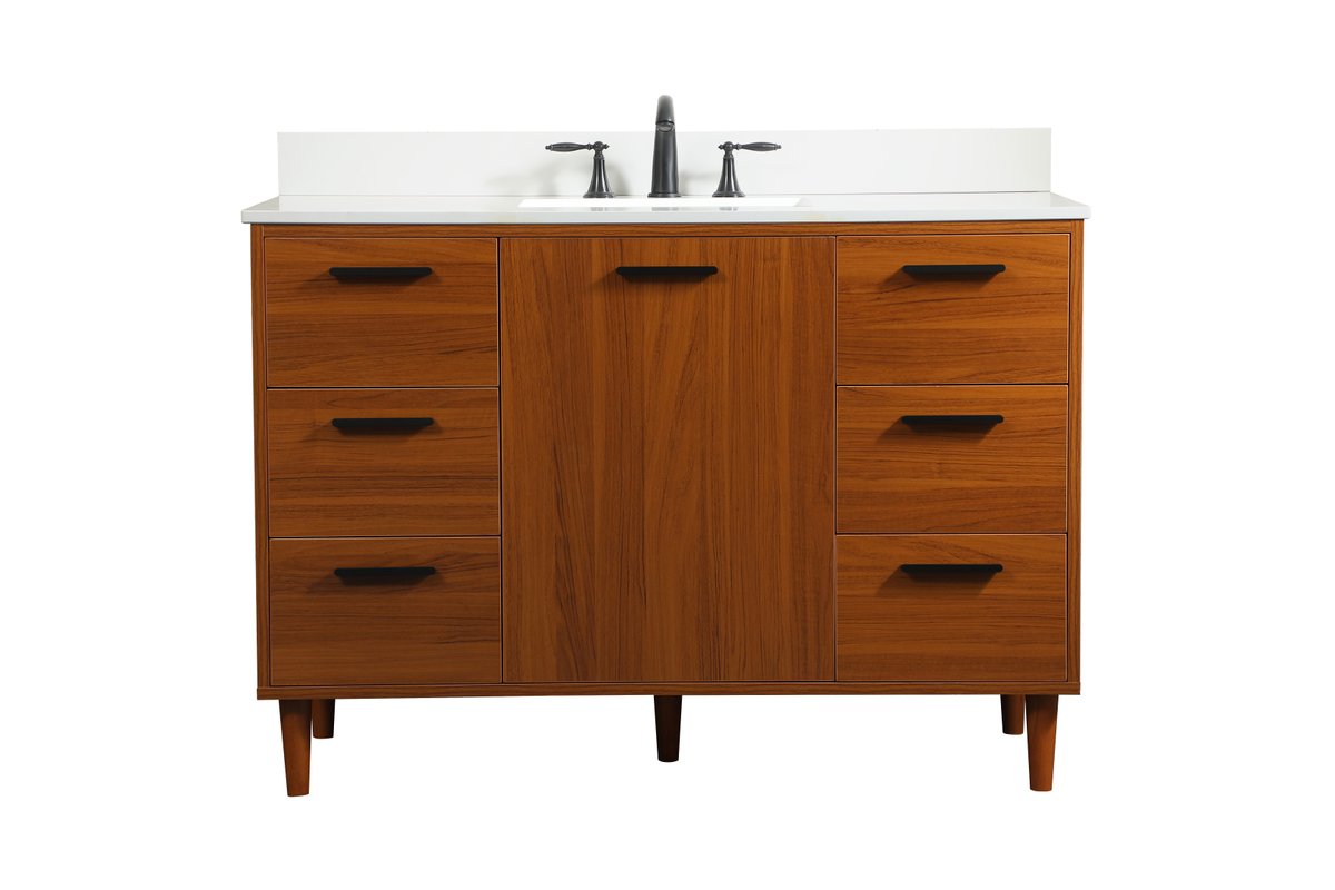VF47048MTK-BS 48" Bathroom Vanity in Teak With Backsplash