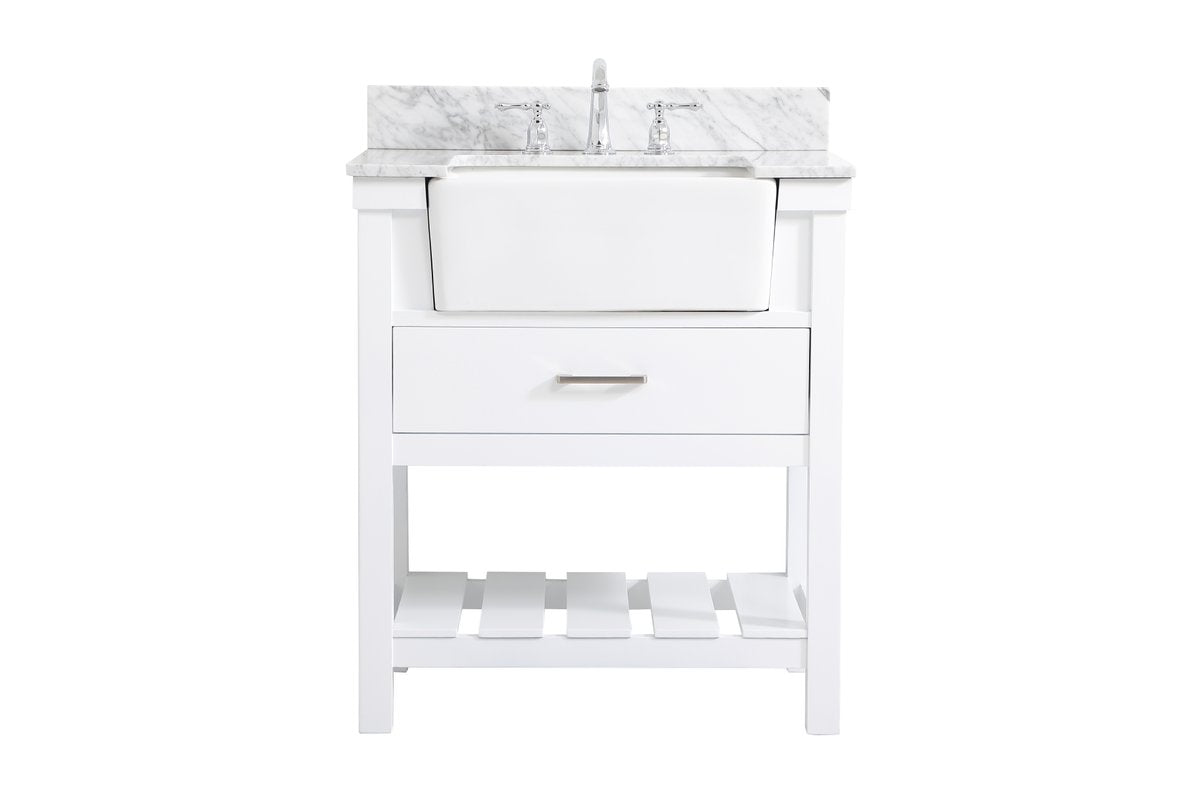 VF60130WH-BS 30" Single Bathroom Vanity in White With Backsplash
