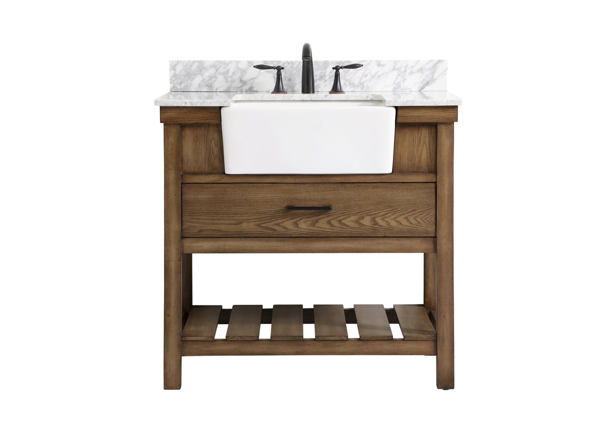 VF60136DW-BS 36" Single Bathroom Vanity in Driftwood With Backsplash