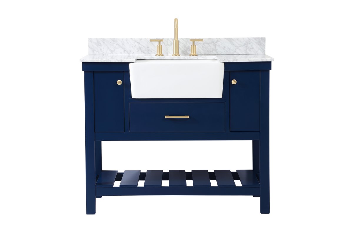 VF60142BL-BS 42" Single Bathroom Vanity in Blue With Backsplash
