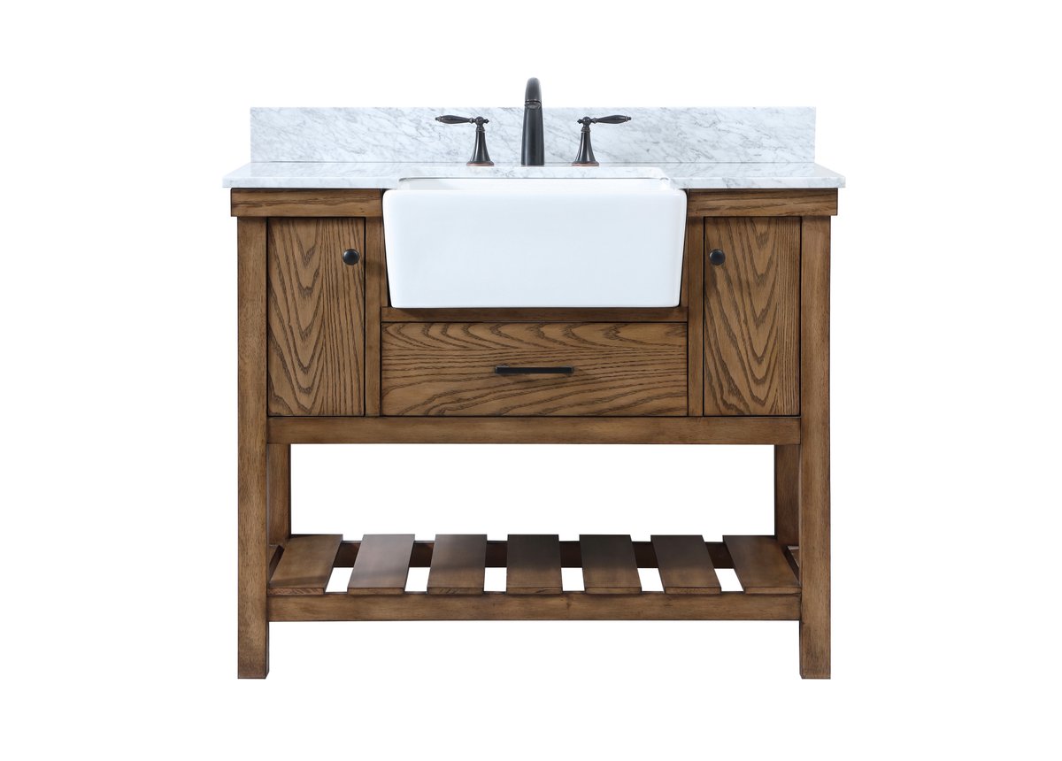 VF60142DW-BS 42" Single Bathroom Vanity in Driftwood With Backsplash