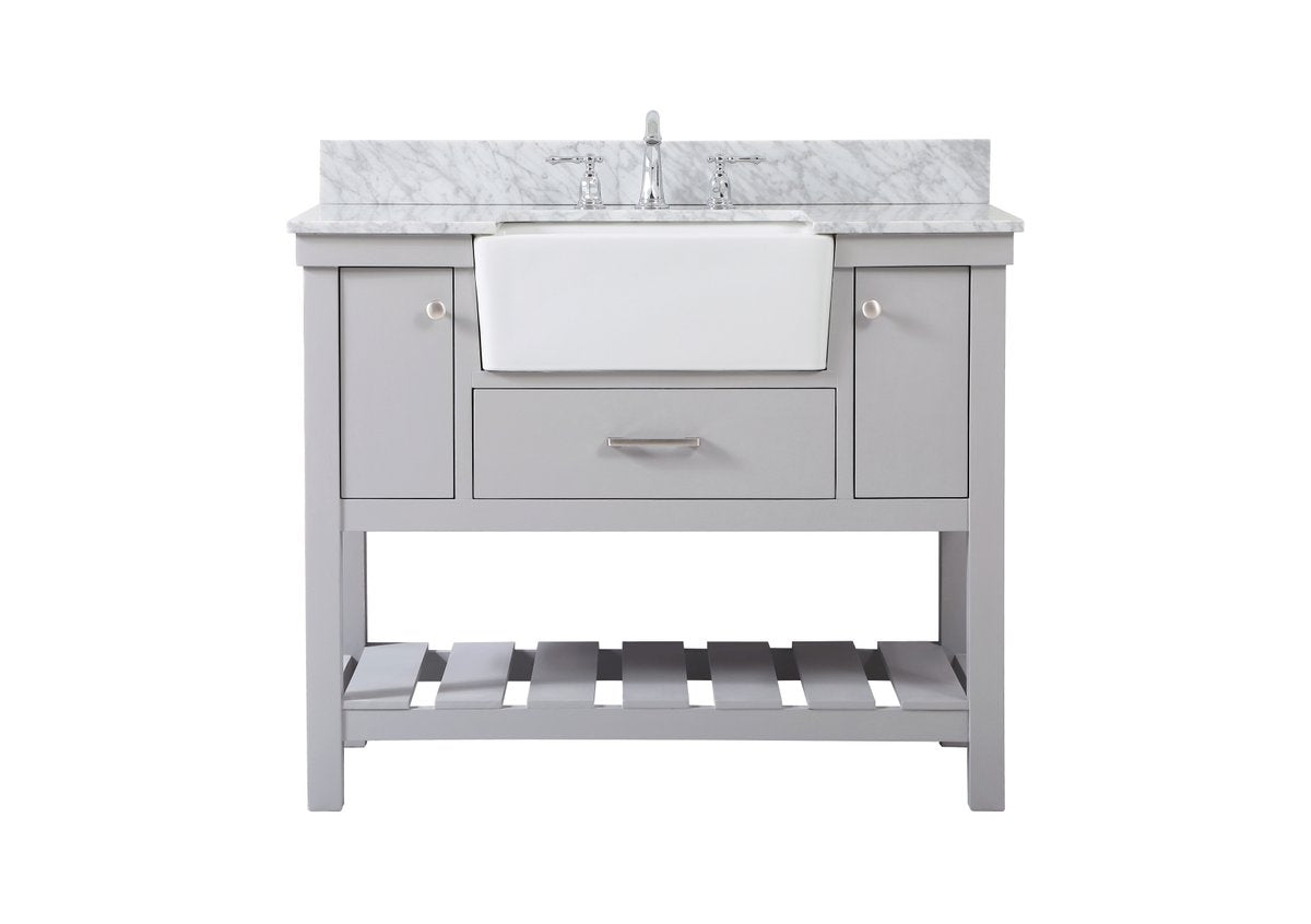 VF60142GR-BS 42" Single Bathroom Vanity in Grey With Backsplash