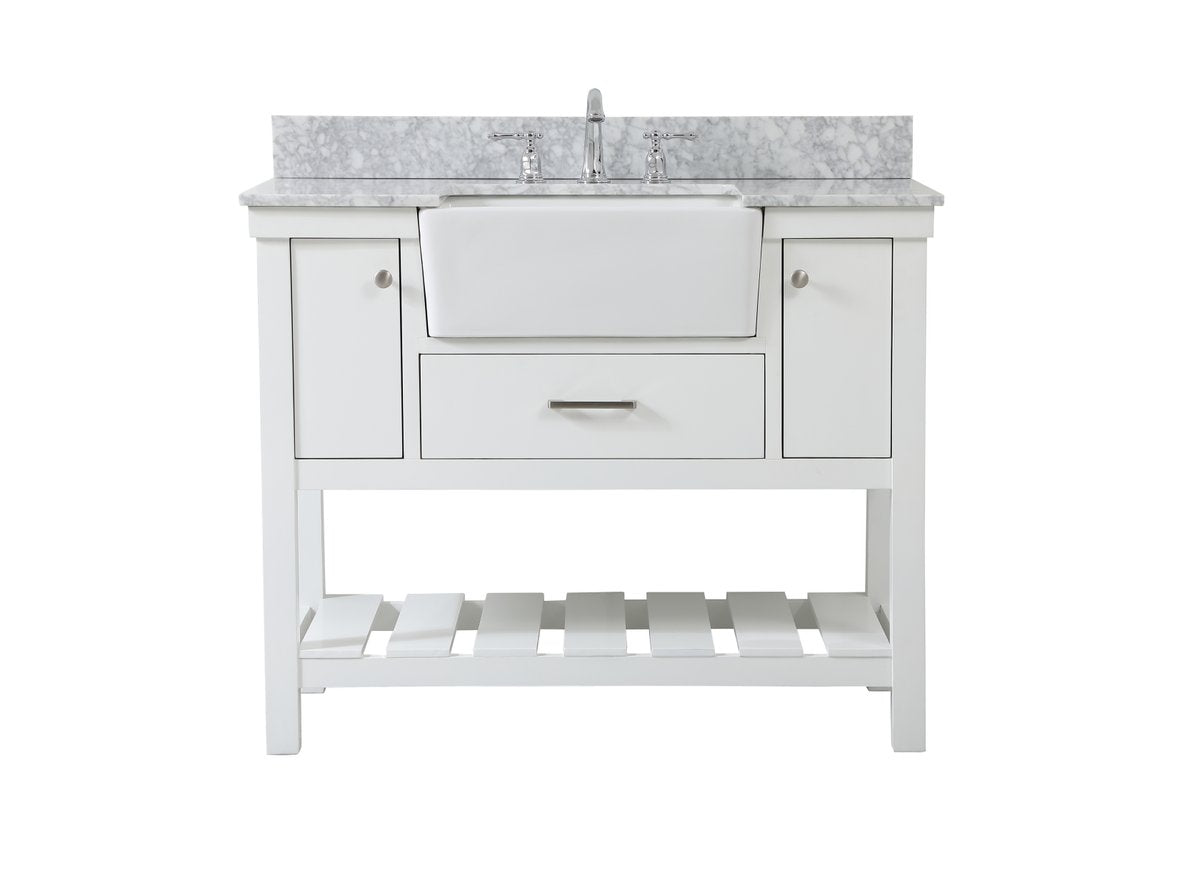 VF60142WH-BS 42" Single Bathroom Vanity in White With Backsplash