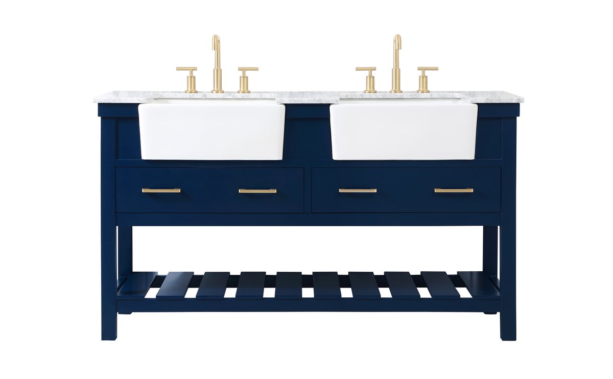 VF60160DBL 60" Double Bathroom Vanity in Blue