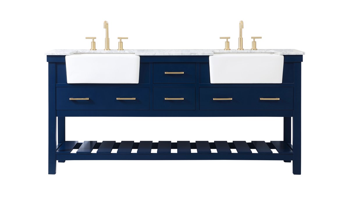 VF60172DBL 72" Double Bathroom Vanity in Blue