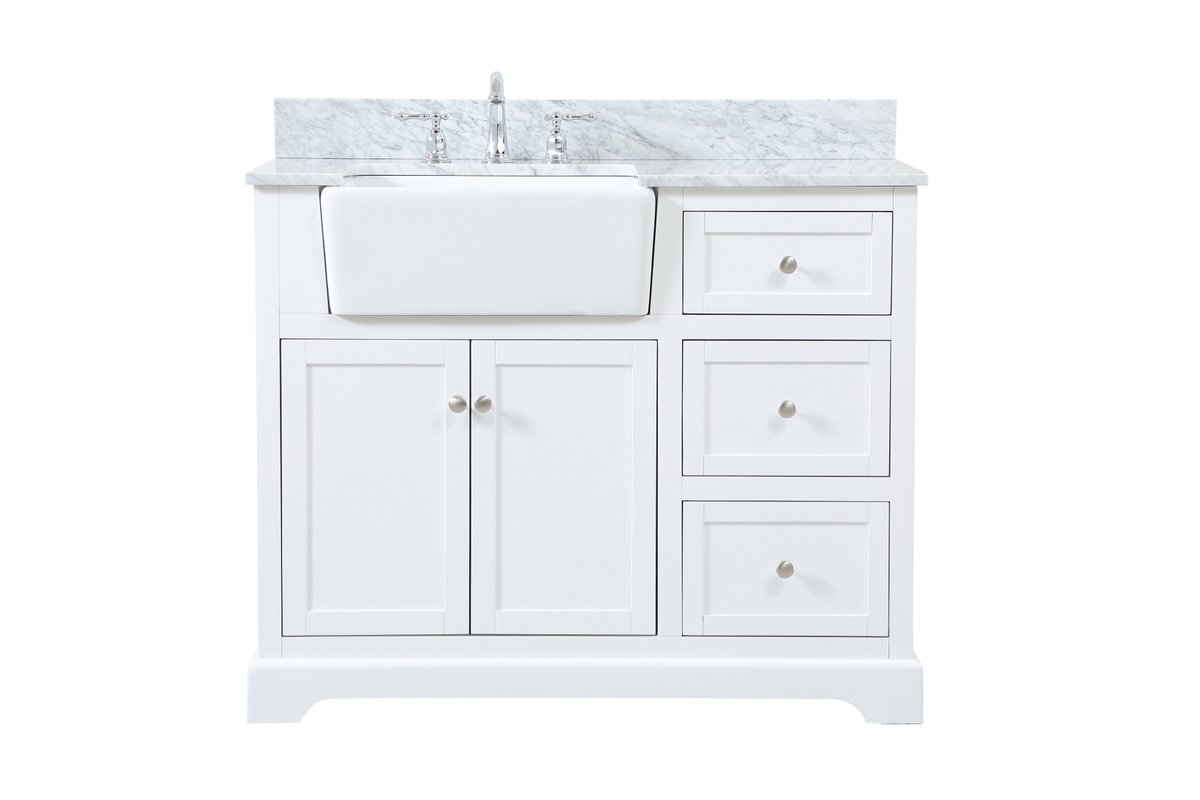 VF60242WH-BS 42" Single Bathroom Vanity in White With Backsplash