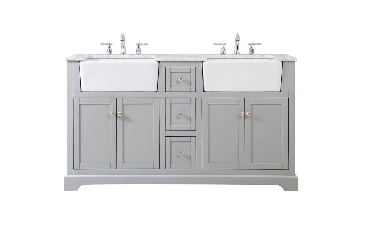 VF60260DGR 60" Double Bathroom Vanity in Grey