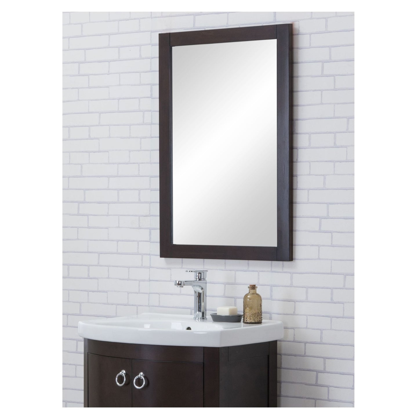 VM2005 Aqua 22" x 32" Framed Rectangular Mirror in Dark Walnut