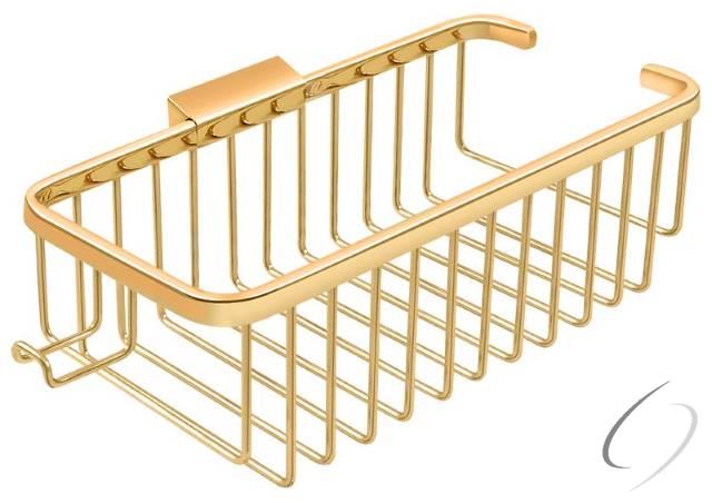 WBR1054HCR003 Wire Basket; 10" Rect/Shampoo with Hook; Lifetime Brass Finish