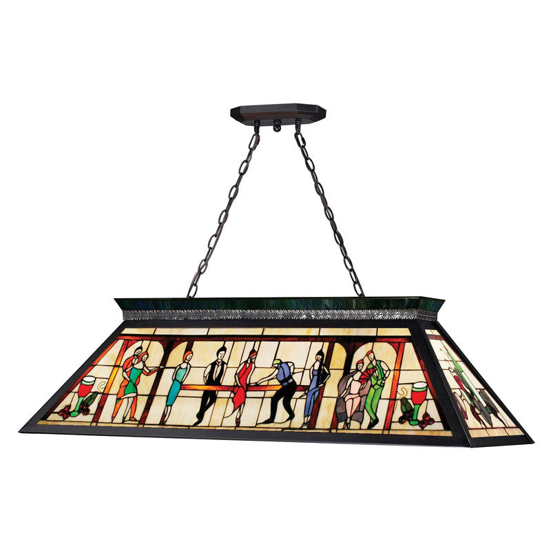 KD28 - Tiffany Billiard 4 Light 44" Chandelier