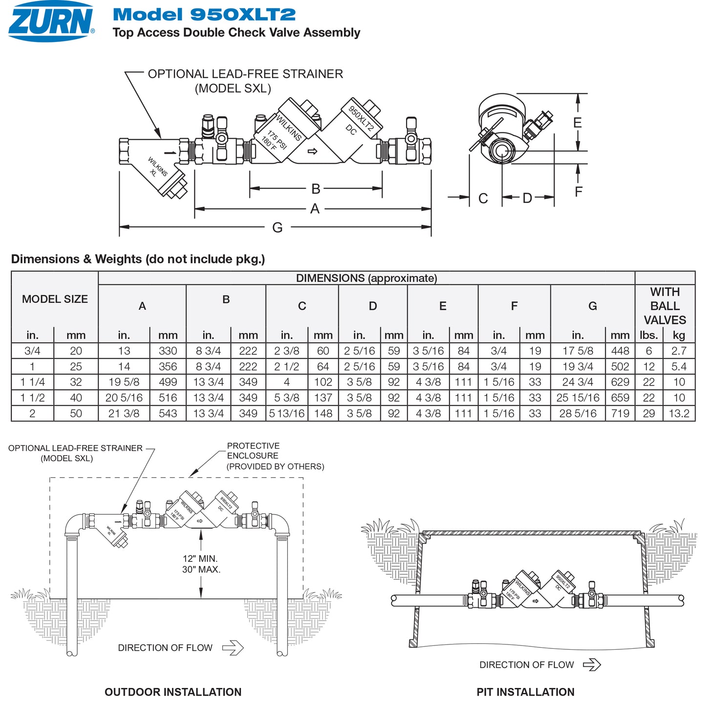 1" 950XLT2 Double Check Backflow Preventer