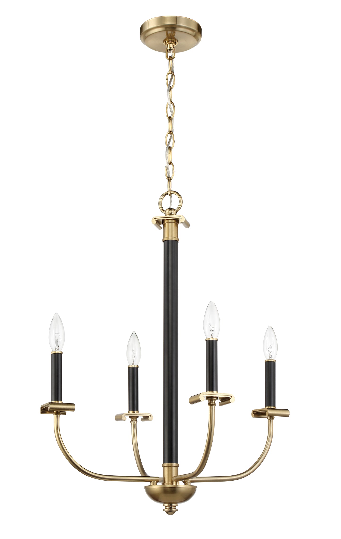 54824-FBSB - Stanza 4 Light 20" Wide Chandelier - Flat Black / Satin Brass
