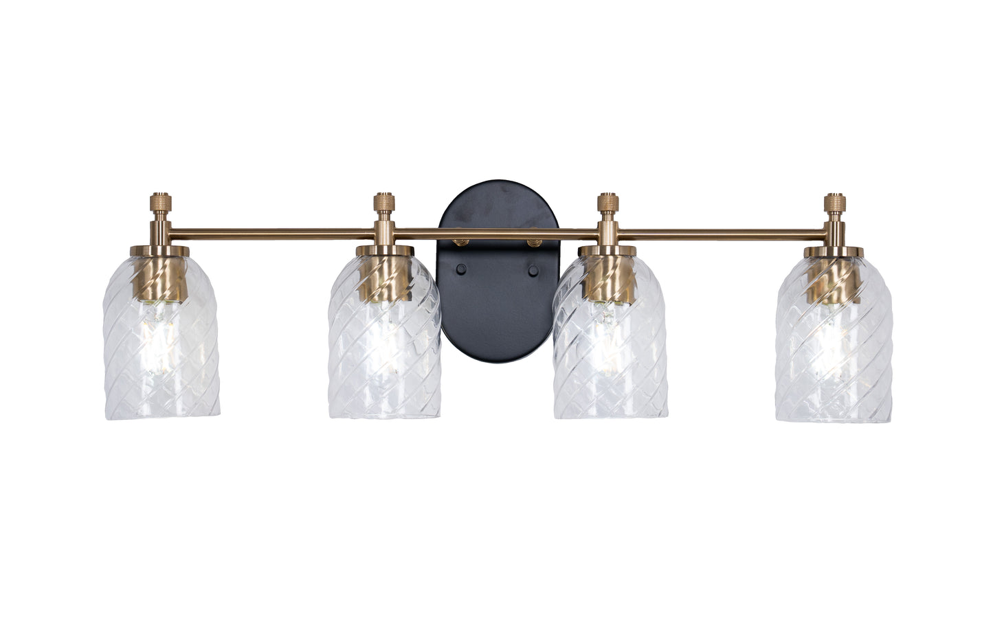 60304-FBSB-C - Council 4 Light 29" Wide Vanity Light - Flat Black / Satin Brass