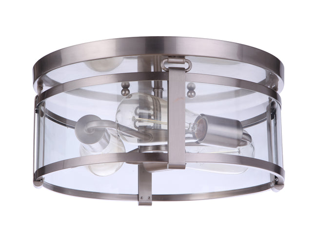 55383-BNK - Elliot 3 Light 13" Wide Flush Mount - Brushed Nickel
