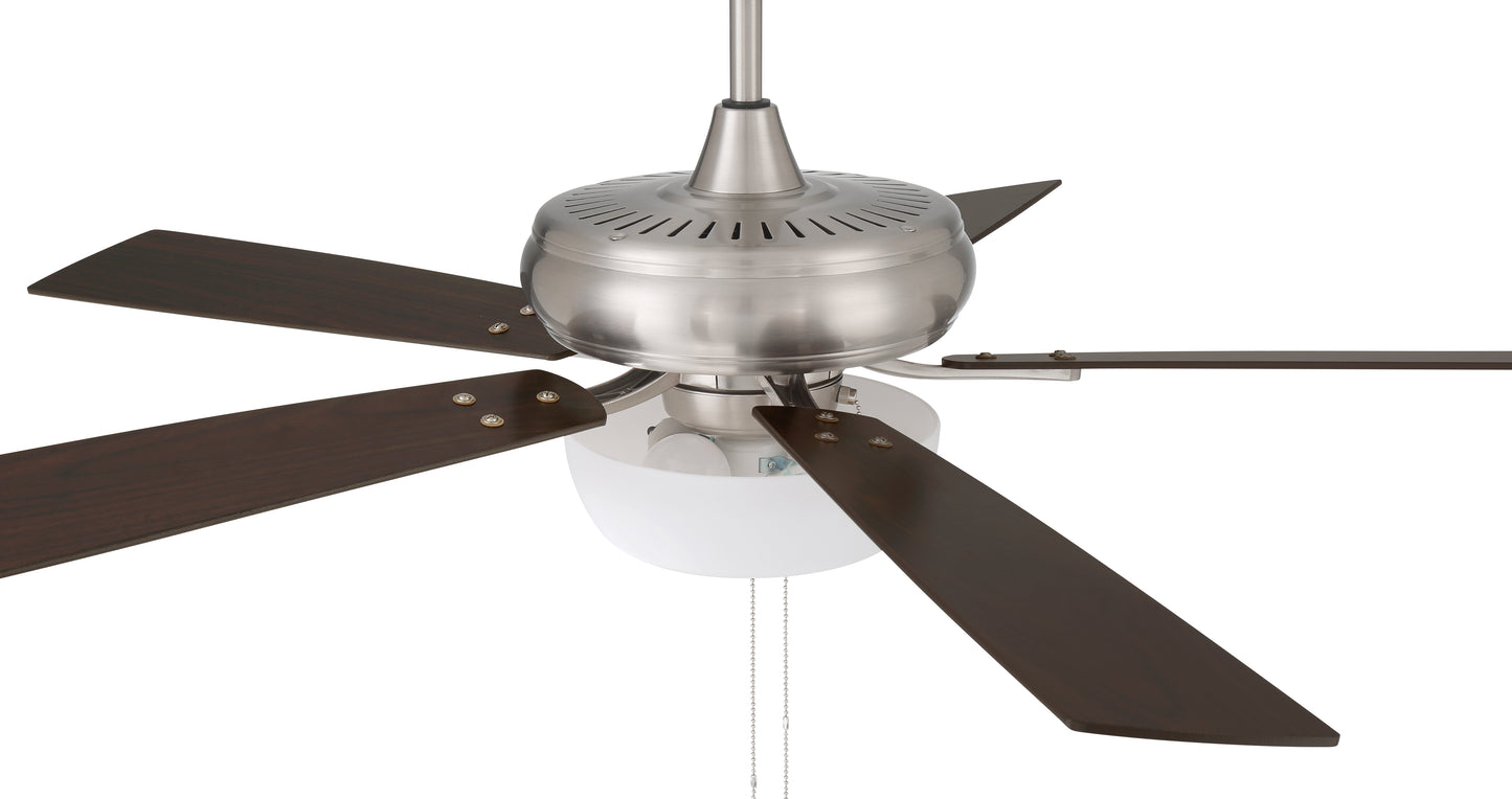 ECF211BNK5-DWWLN - EOS 2 Light Frosted White Bowl 52" Ceiling Fan 52" 5 Blade Ceiling Fan with Light Kit - Brushed Nickel