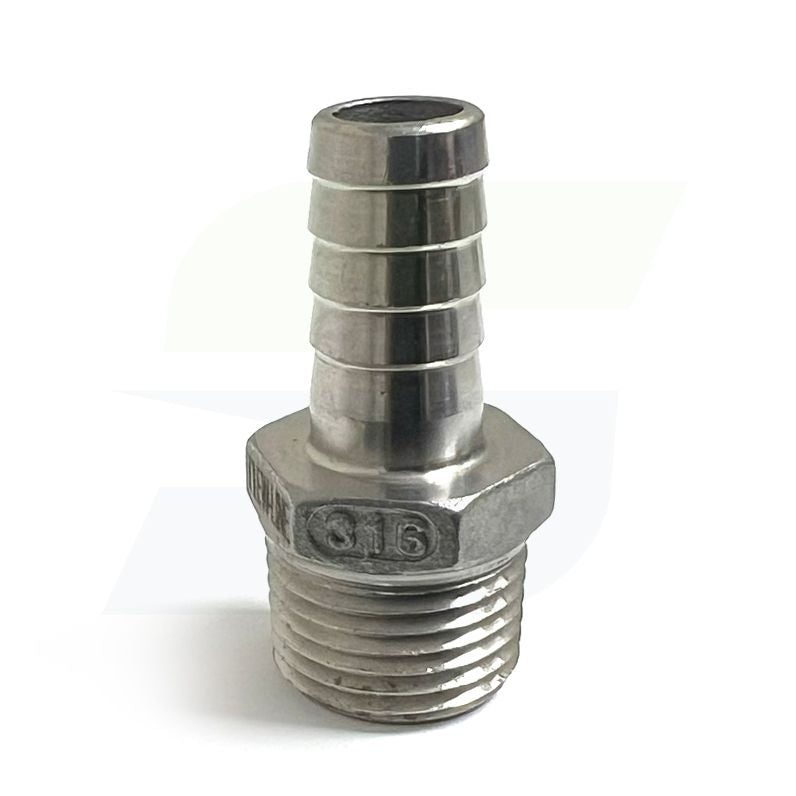 N400-050-050SS - 316 Stainless Hose Barb x Male NPT - 1/2" Hose x 1/2" Male NPT