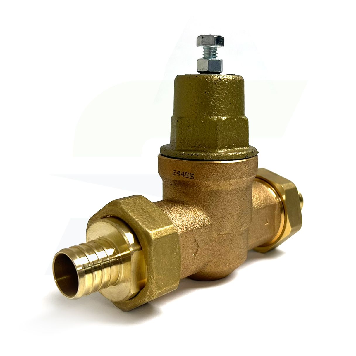 23944-0060 - 1" EB45 Double Union PEX Barb Pressure Reducing Valve