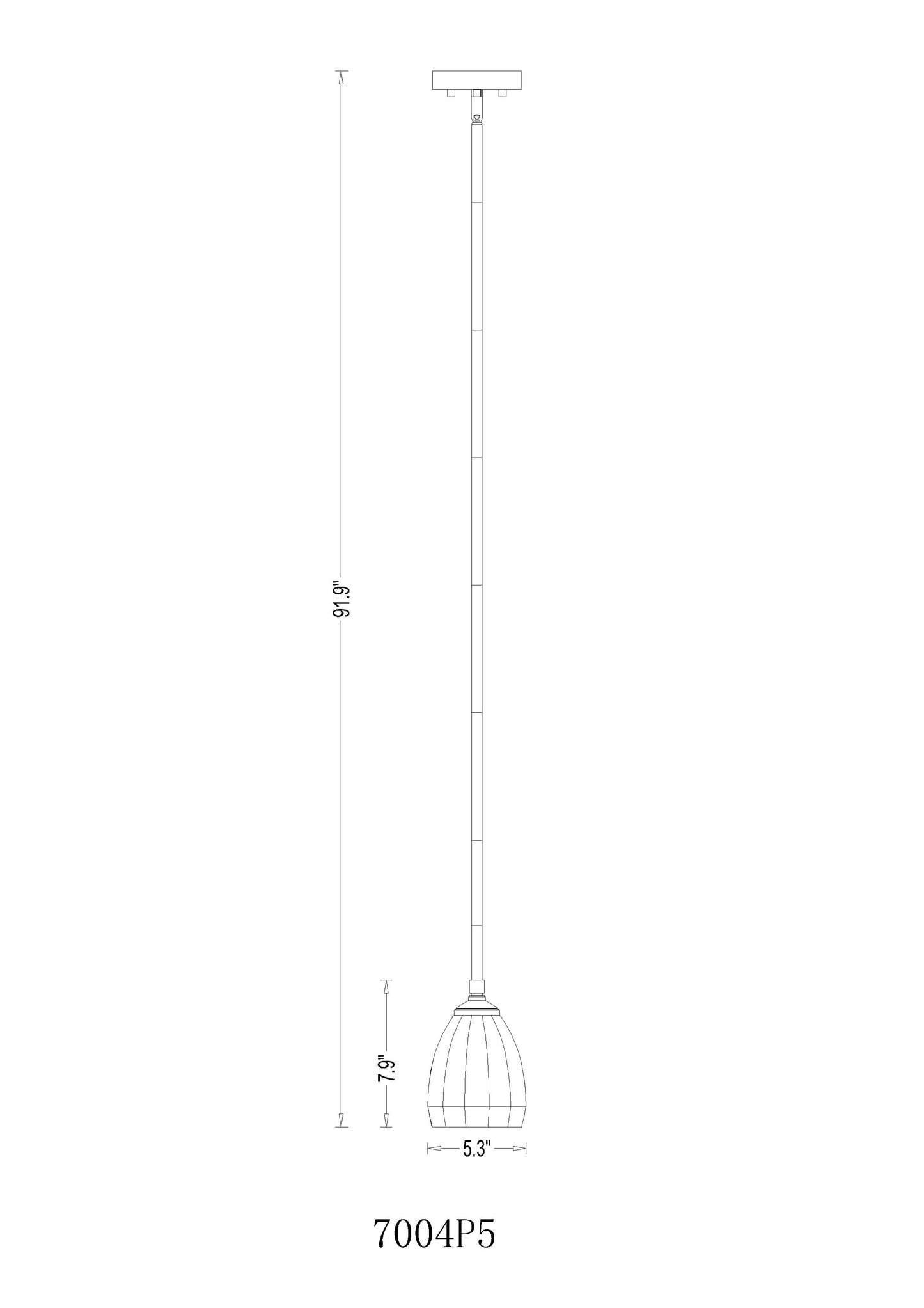 7004P5-MB - Oren 1 Light 6" Pendant - Matte Black