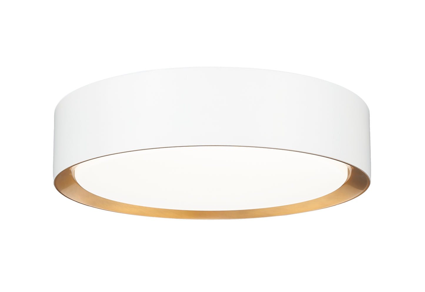 1014F12-MW-MGLD-LED - Kawan 1 Light Flush 12" Mount - Matte White / Modern Gold