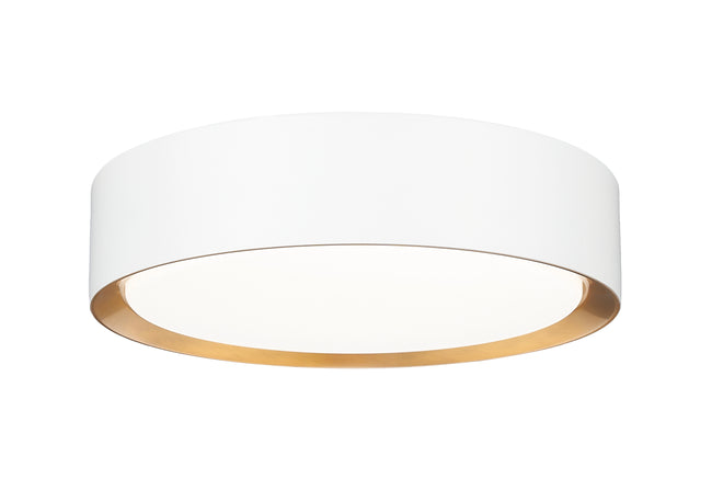 1014F12-MW-MGLD-LED - Kawan 1 Light Flush 12" Mount - Matte White / Modern Gold