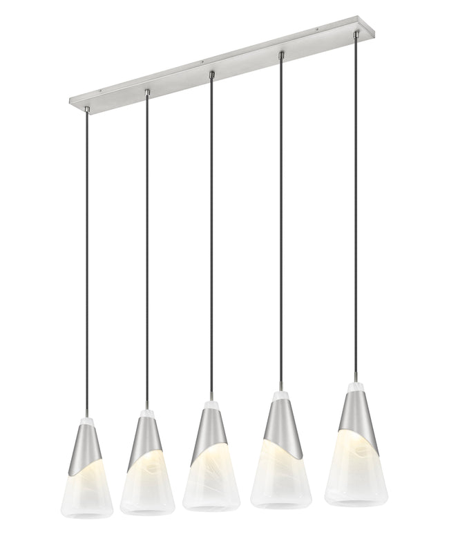 828P7-5L-BN - Aimie 5 Light Linear 42" Chandelier - Brushed Nickel