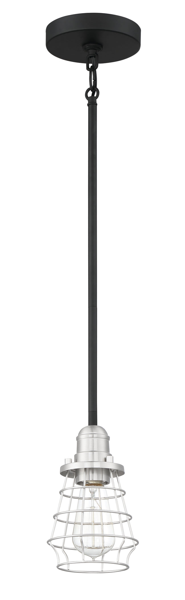 50691-FBBNK - Thatcher 1 Light 5" Wide Mini Pendant - Flat Black / Brushed Polished Nickel