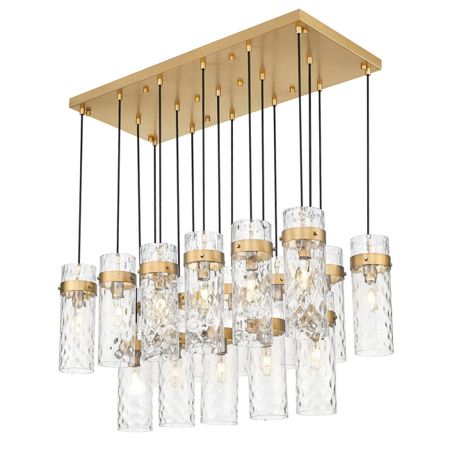 7002P5-17L-RB - Fontaine 17 Light Linear 44" Chandelier - Rubbed Brass