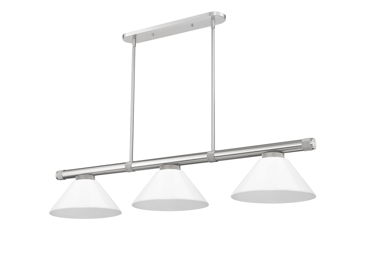 3050-3BN-PWH - Vanguard 3 Light 58" Billiard - Brushed Nickel