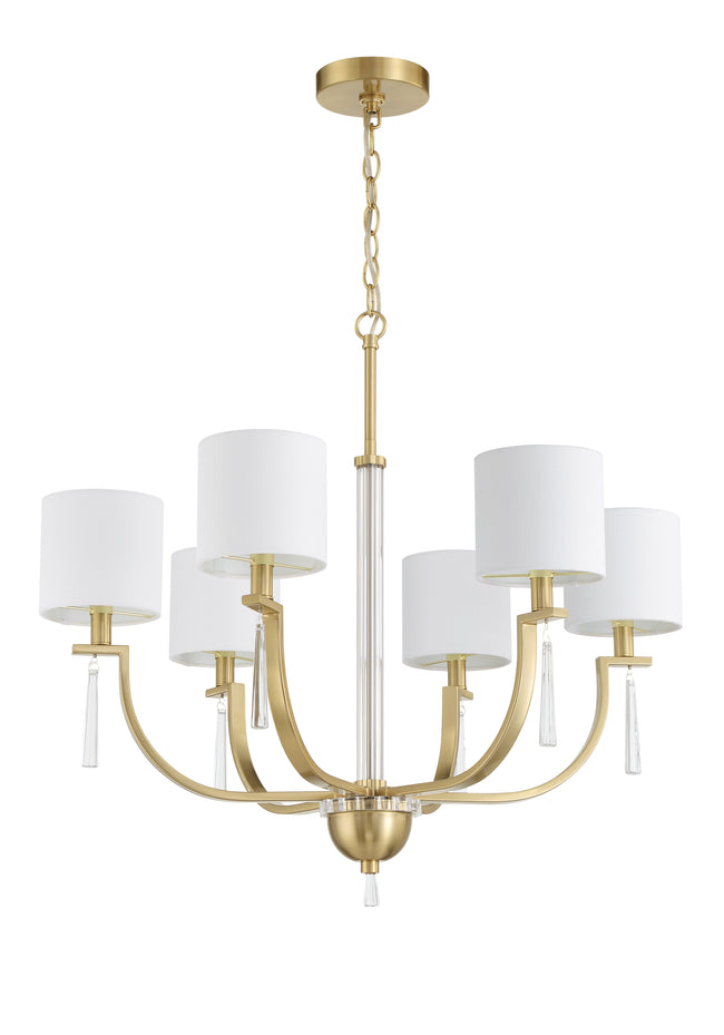 58226-SB - Fortuna 6 Light 28" Wide Chandelier - Satin Brass