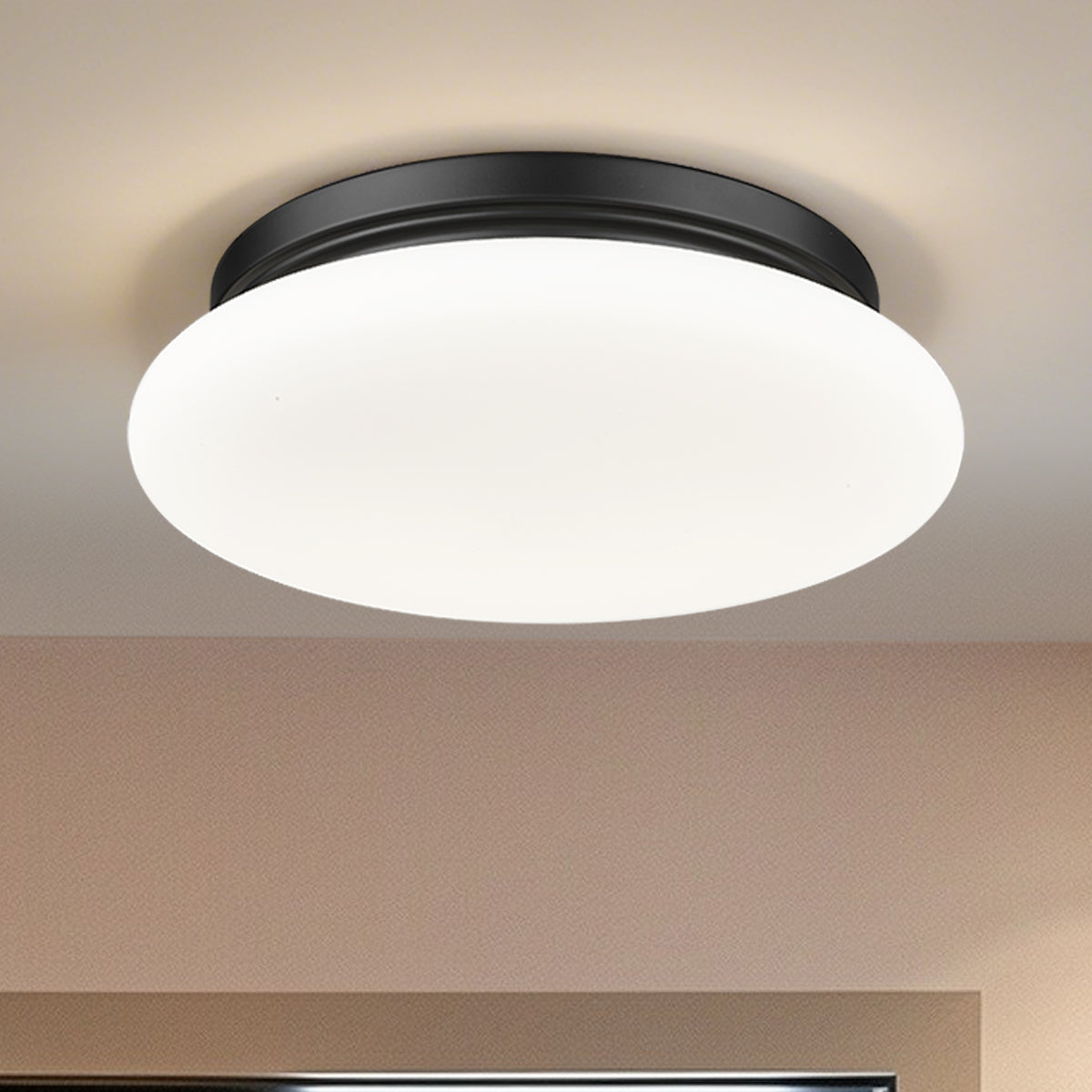 1025F12-MB-LED - Soleil 1 Light Flush 12" Mount - Matte Black