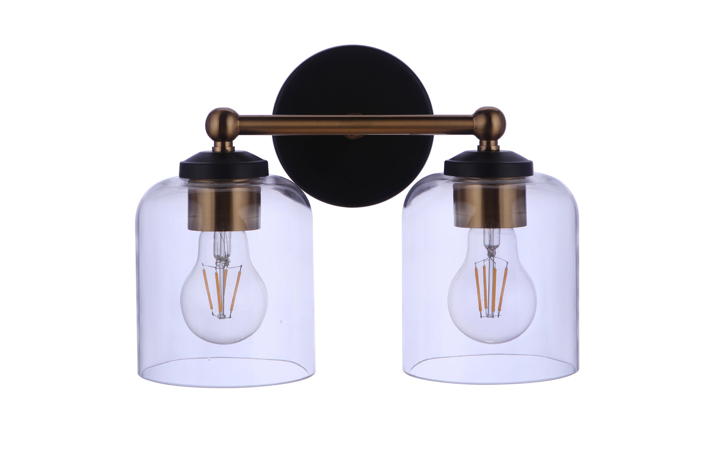 18712FBSB2 - Coppa 2 Light 11.5" Wide Vanity Light - Flat Black / Satin Brass