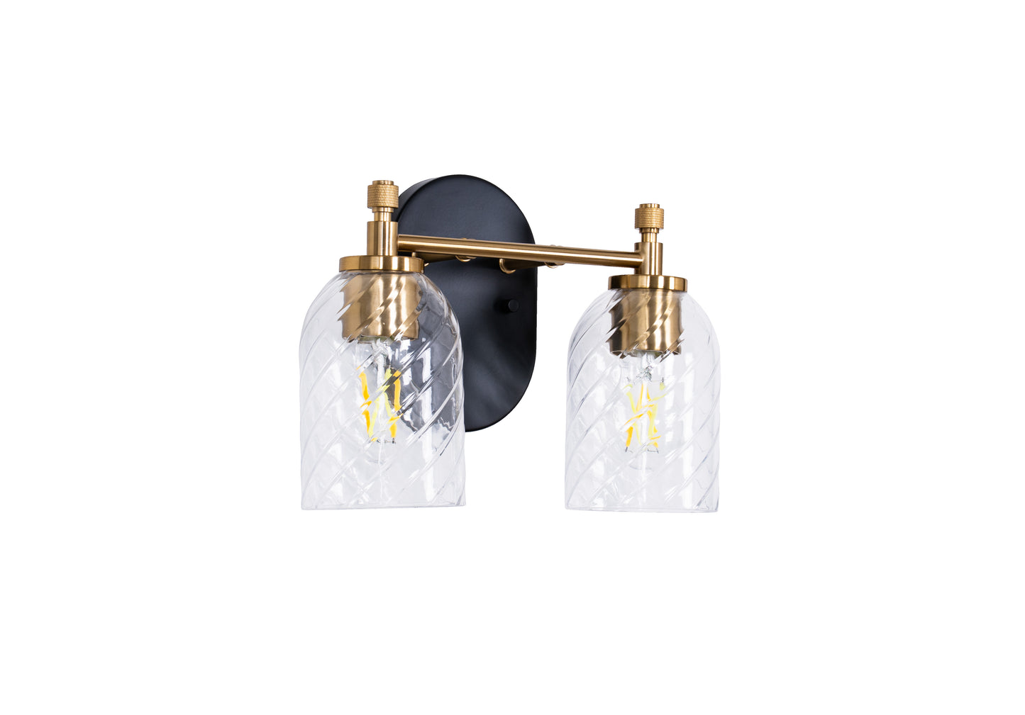 60302-FBSB-C - Council 2 Light 12.25" Wide Vanity Light - Flat Black / Satin Brass
