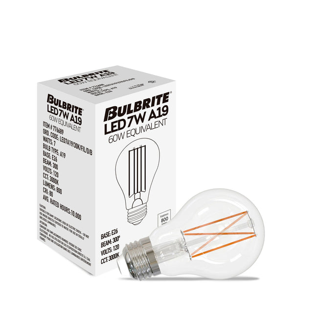 776214 - Dimmable Clear A19 LED Light Bulb - 7.6 Watt - 3000K - 10 Pack