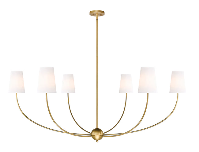 3040-62RB - Shannon 6 Light 62" Chandelier - Rubbed Brass