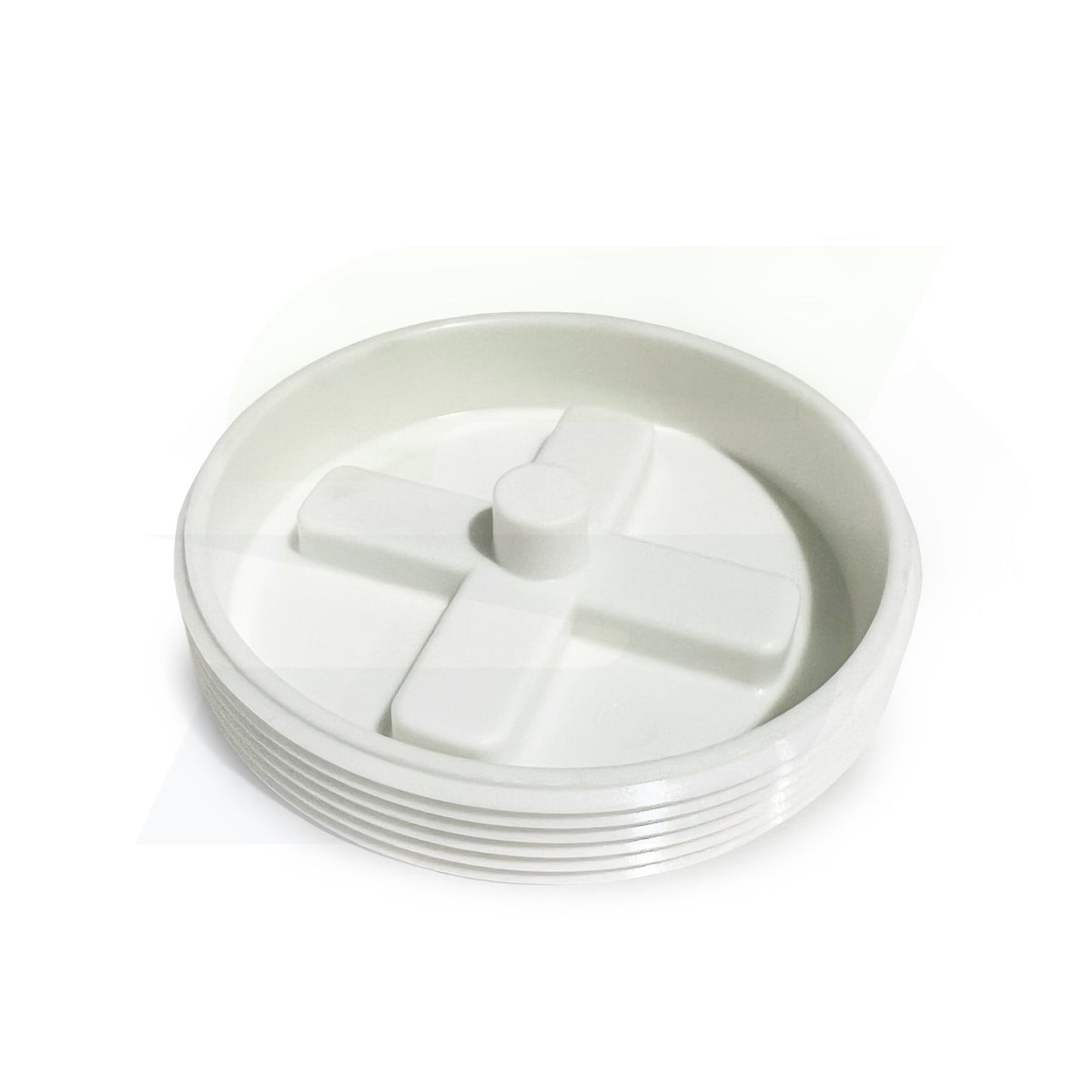 878-040 - 4" Slotted White Polypropylene Cleanout Plug Less Threaded Insert