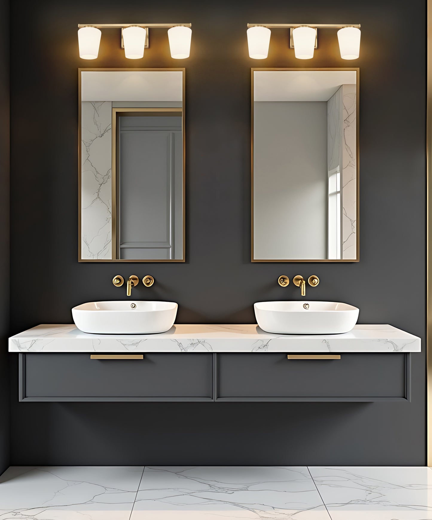 7703-3V-MGLD - Nextra 3 Light 24" Vanity - Modern Gold