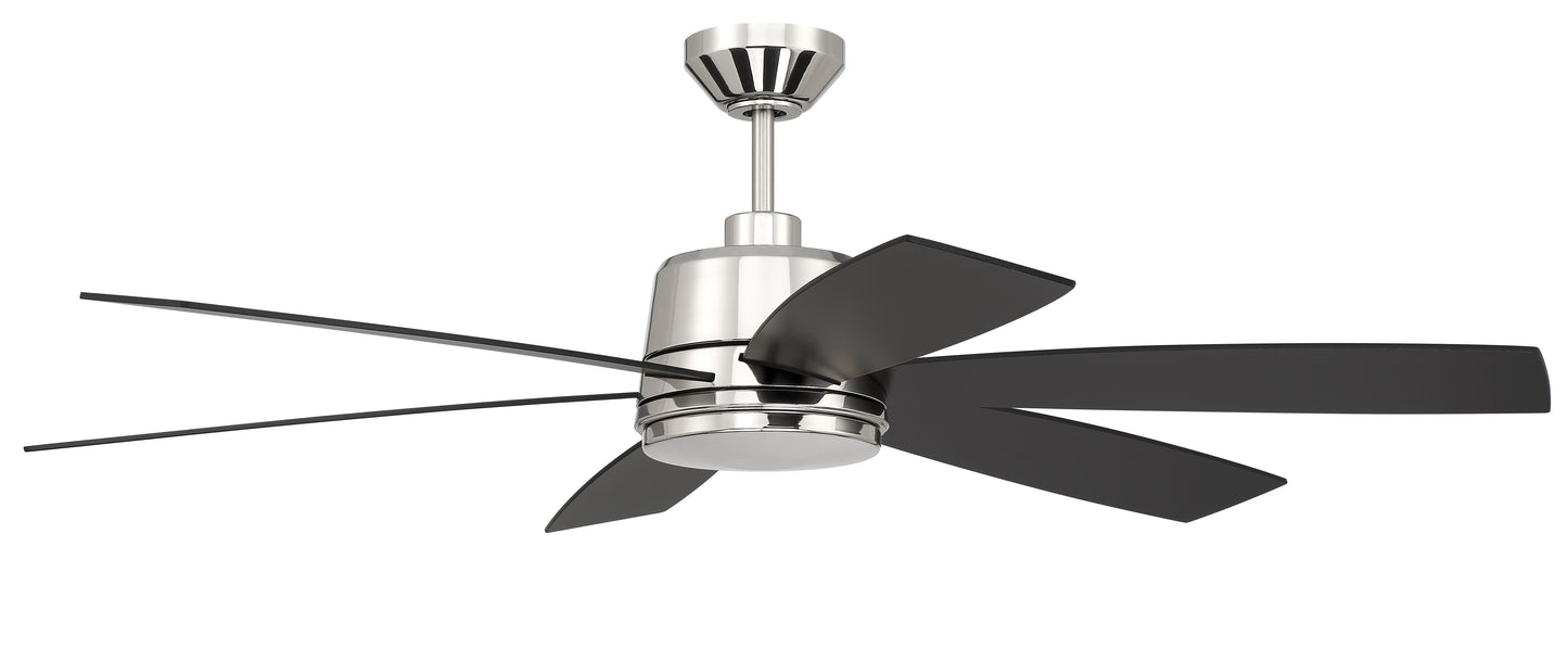 HGN54PLN6 - Hogan 54" 6 Blade Ceiling Fan with Light Kit - Polished Nickel