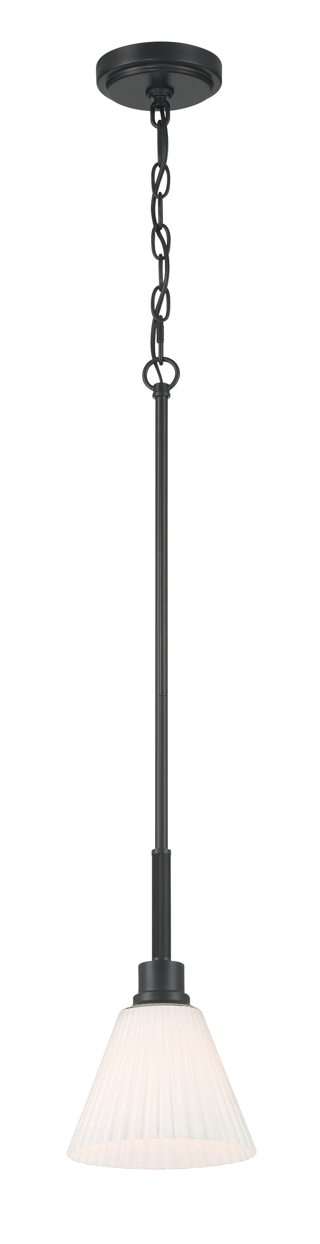 62391-FB - Pleated II 1 Light 7.13" Wide Mini Pendant - Flat Black