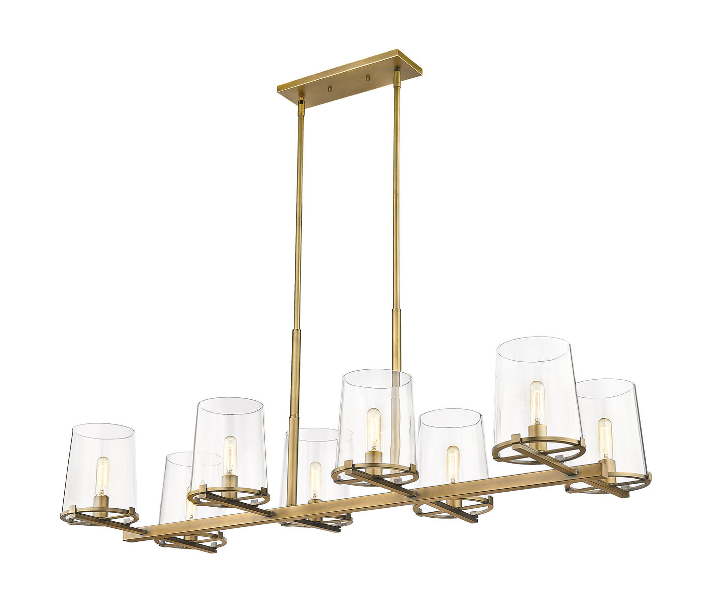 3032-8L-RB - Callista 8 Light Linear 56" Chandelier - Rubbed Brass