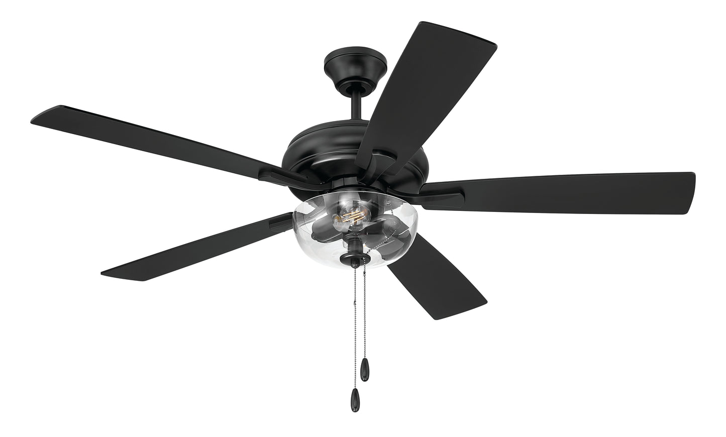 ECF201FB5-FBGW - EOS 2 Light Clear Bowl 52" Ceiling Fan 52" 5 Blade Ceiling Fan with Light Kit - Flat Black