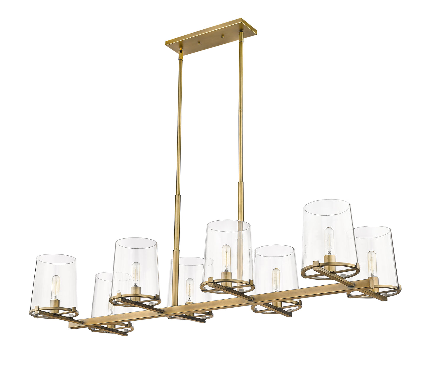 3032-8L-RB - Callista 8 Light Linear 56" Chandelier - Rubbed Brass