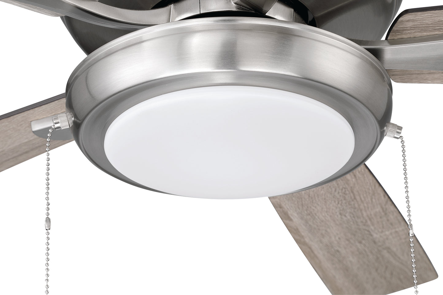 ECF119BNK5-DWWLN - EOS Low Profile 1 bulb Frosted White 52" Ceiling Fan 52" 5 Blade Ceiling Fan with Light Kit - Brushed Nickel